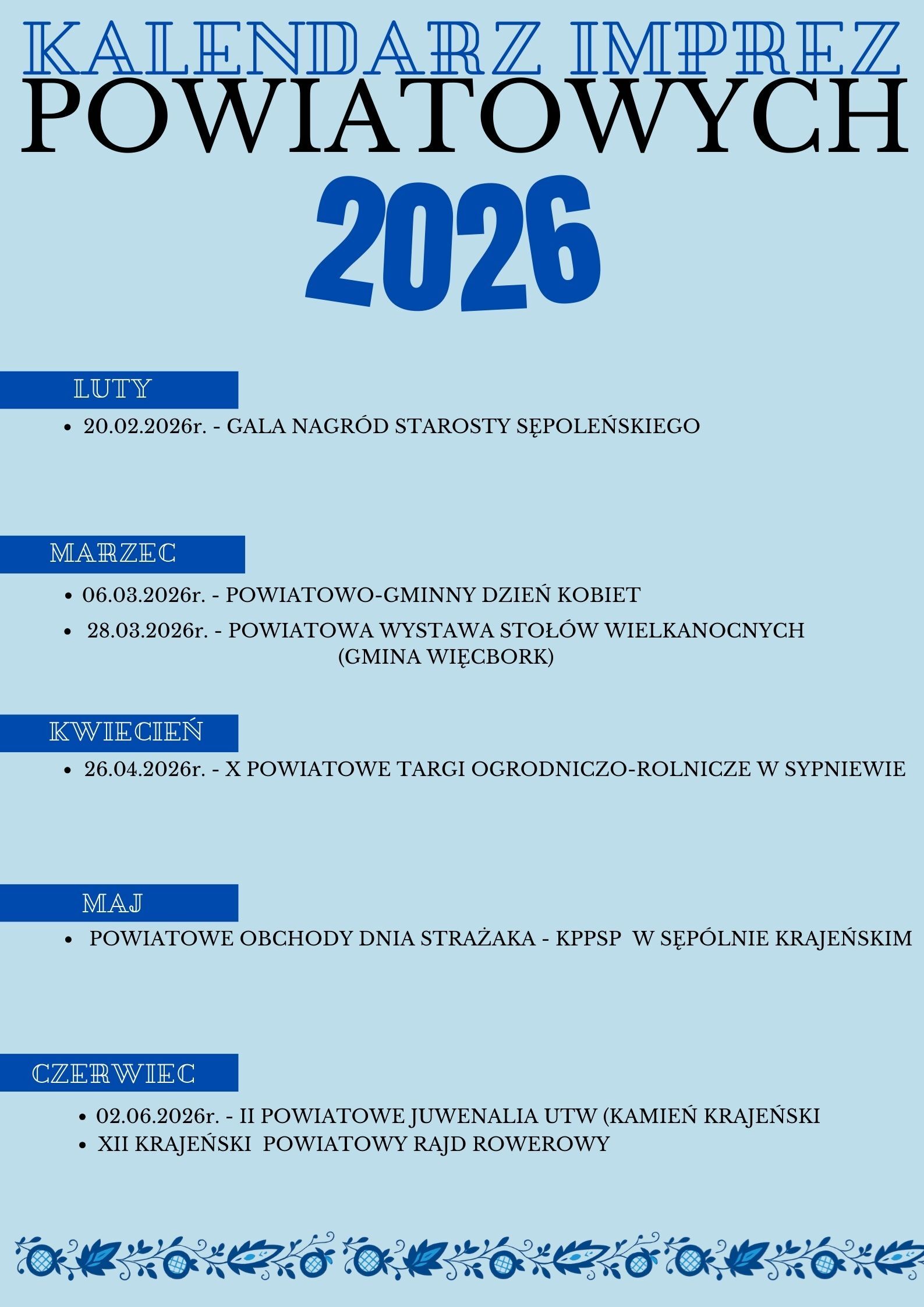 kalendarz imprez powiatowych