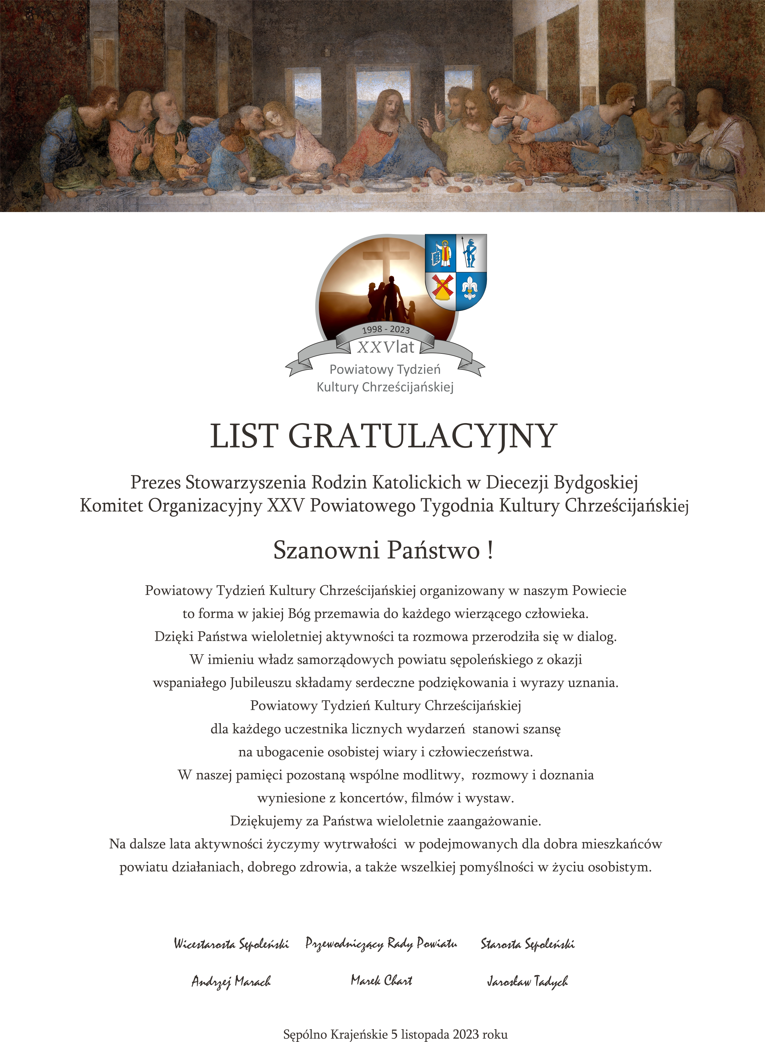 Spotkanie z okazji Jubileuszu XXV-lecia Powiatowego Tygodnia Kultury Cheścijańskiej