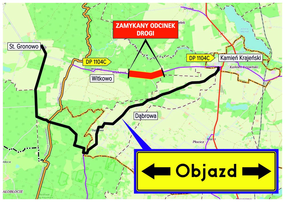 KOMUNIKAT AKTUALIZACYJNY - ZAMKNIĘCIE DROGI
