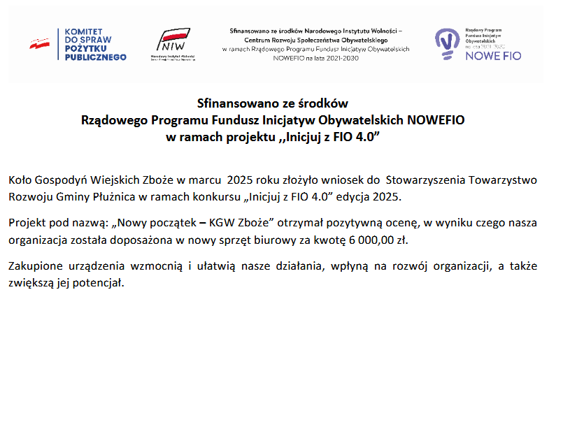 Nowy sprzęt biurowy dla KGW Zboże