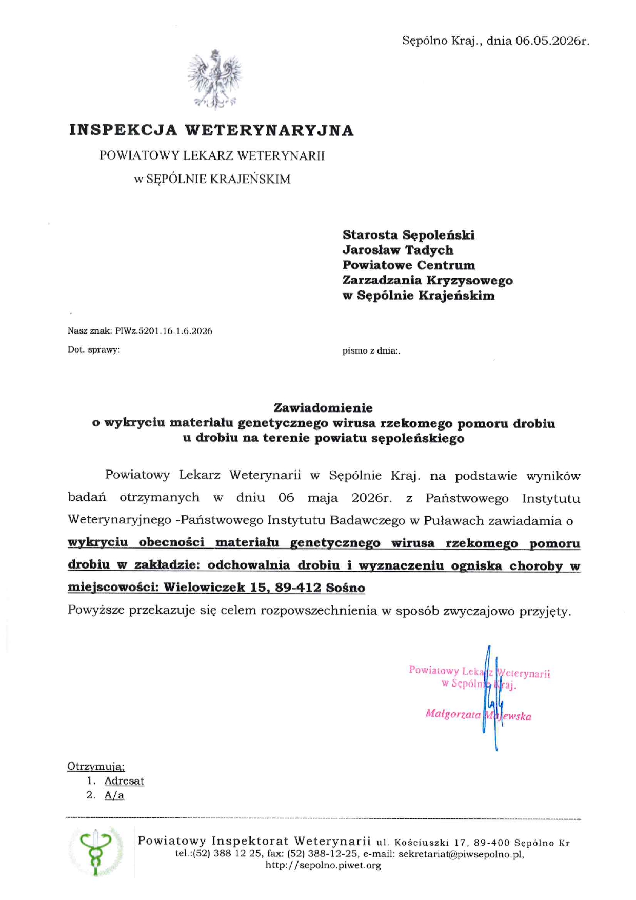 UWAGA MIESZKAŃCY POWIATU SĘPOLEŃSKIEGO
